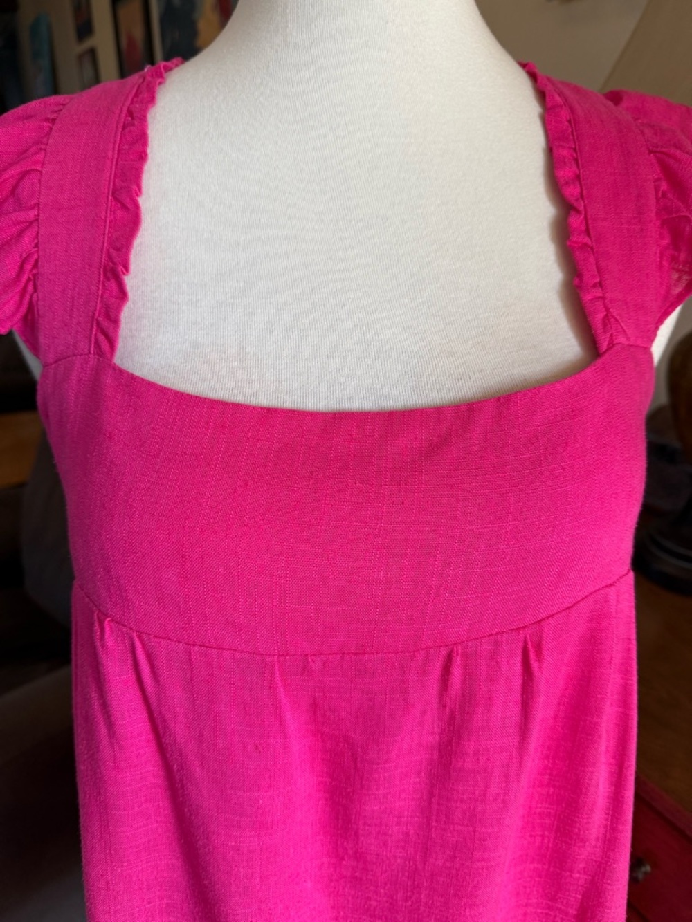 Bright Pink Ruffle Strap Mini Dress - Picture 7 of 14